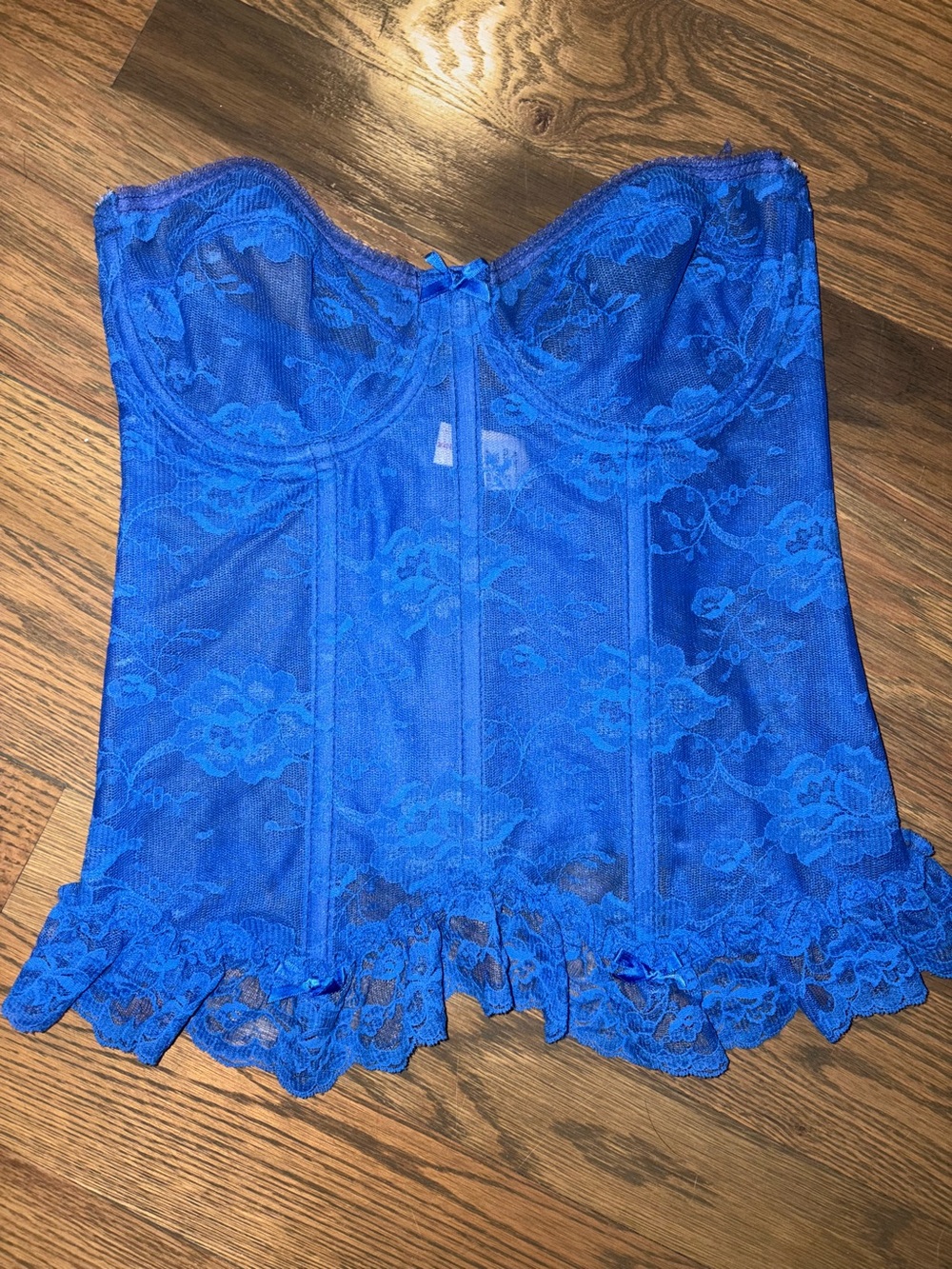 Royal Blue Lace Bustier Corset Top - Women's Intimates